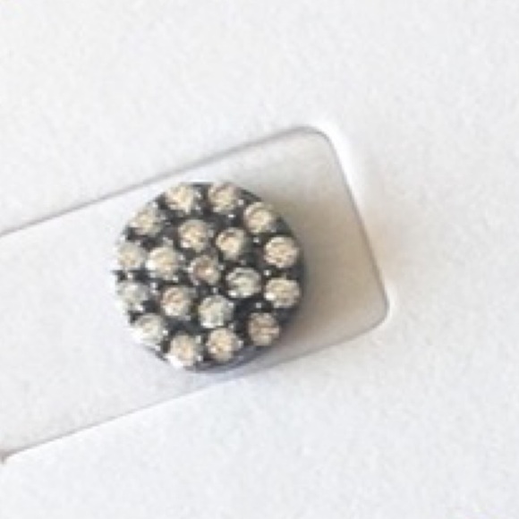 new Pave Cubic Zirconia CZ Studs ⍟ Rhodium Plate Sterling Silver ⍟ Hematite .925 - Picture 5 of 12